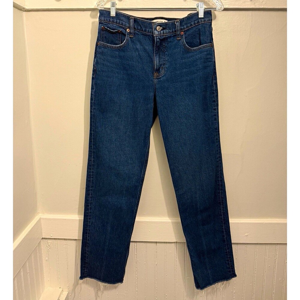Abercrombie & Fitch Mid Rise 90s Straight Jeans Women’s 29 Regular Dark Wash